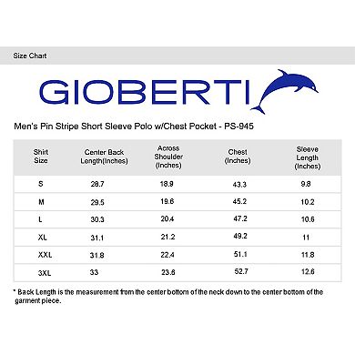 Gioberti Men's Pin Stripe Short Sleeve Polo W/ Chest Pocket