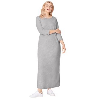 ellos Plus Size Three-Quarter Sleeve Knit Maxi Dress
