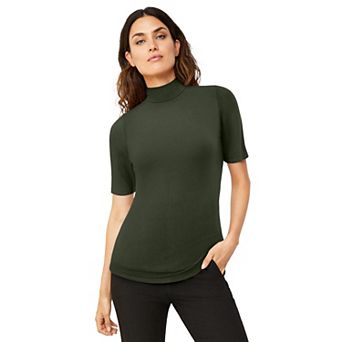 ellos Women's Plus Size Mock Neck Tee