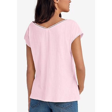 ellos Plus Size Crochet Trim Tee