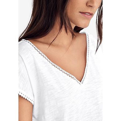 Ellos Plus Size Crochet Trim Tee