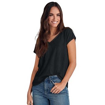 ellos Plus Size Crochet Trim Tee