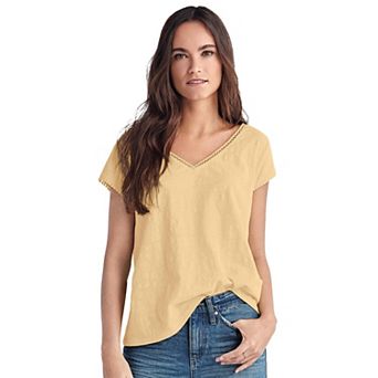 ellos Plus Size Crochet Trim Tee