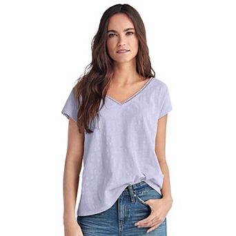 ellos Plus Size Crochet Trim Tee