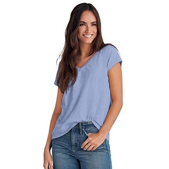ellos Plus Size Crochet Trim Tee