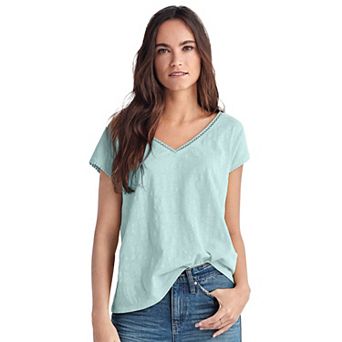 ellos Plus Size Crochet Trim Tee