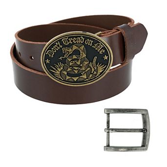 Ctm Men's Bridle Belt With Don't Tread On Me Buckle (2 Buckle Set)