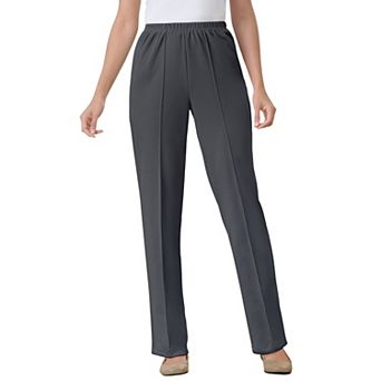 Woman Within Plus Size Knit Hassle-Free Pull-On Elastic-Waist Pants