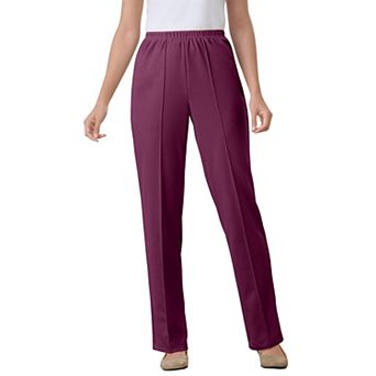 Woman Within Plus Size Knit Hassle-Free Pull-On Elastic-Waist Pants