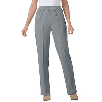 Woman Within Plus Size Knit Hassle-Free Pull-On Elastic-Waist Pants