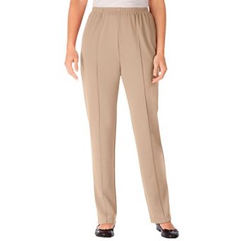 Woman Within Plus Size Knit Hassle-Free Pull-On Elastic-Waist Pants