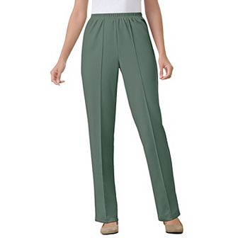 Woman Within Plus Size Knit Hassle-Free Pull-On Elastic-Waist Pants