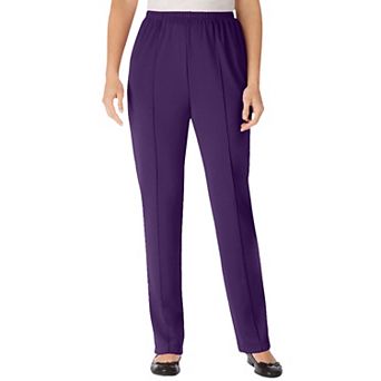 Woman Within Plus Size Knit Hassle-Free Pull-On Elastic-Waist Pants