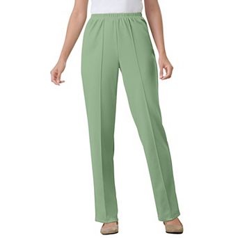Woman Within Plus Size Knit Hassle-Free Pull-On Elastic-Waist Pants
