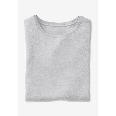 Woman Within Plus Size Perfect Printed Long-Sleeve Crewneck Tee