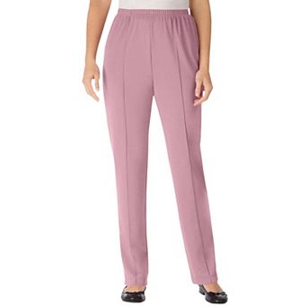 Woman Within Plus Size Tall Knit Hassle-Free Pull-On Elastic-Waist Pants