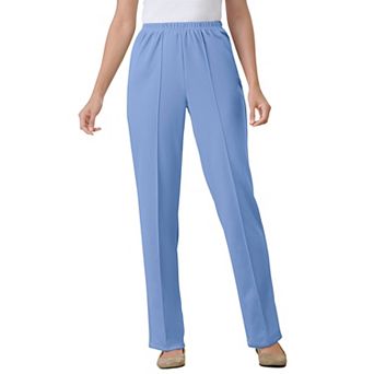 Woman Within Plus Size Tall Knit Hassle-Free Pull-On Elastic-Waist Pants