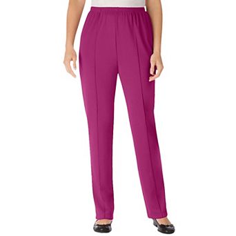 Woman Within Plus Size Tall Knit Hassle-Free Pull-On Elastic-Waist Pants
