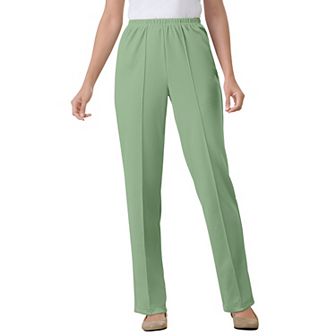 Woman Within Plus Size Tall Knit Hassle-Free Pull-On Elastic-Waist Pants