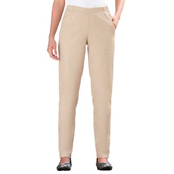 Woman Within Plus Size Petite Straight Leg Fineline Pull-On Stretch Denim Jeans