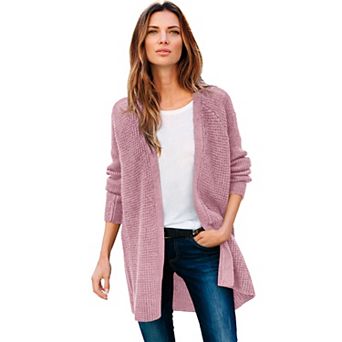 ellos Plus Size Open Front Waffle Cardigan