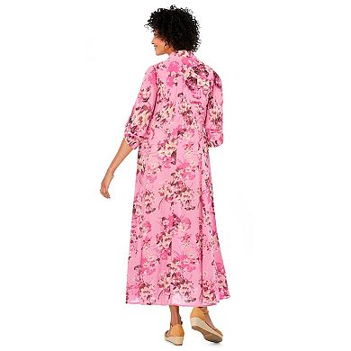 Woman Within Plus Size Roll-Tab Sleeve Crinkle Shirtdress