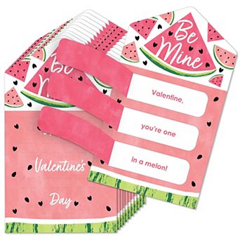 Big Dot Of Happiness Sweet Watermelon Cards For Kids - Happy Valentine's Day Pull Tabs 12 ct