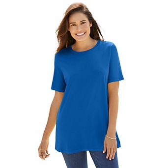 Woman Within Plus Size Perfect Short-Sleeve Crewneck Tee