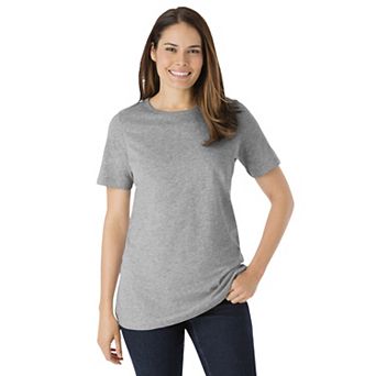 Woman Within Plus Size Perfect Short-Sleeve Crewneck Tee