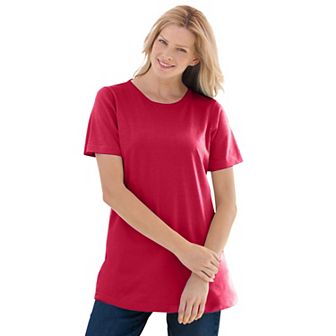 Woman Within Plus Size Perfect Short-Sleeve Crewneck Tee