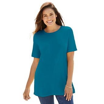 Woman Within Plus Size Perfect Short-Sleeve Crewneck Tee