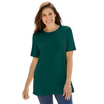 Woman Within Plus Size Perfect Short-Sleeve Crewneck Tee