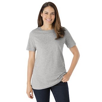 Woman Within Plus Size Perfect Short-Sleeve Crewneck Tee