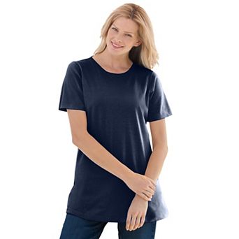 Woman Within Plus Size Perfect Short-Sleeve Crewneck Tee