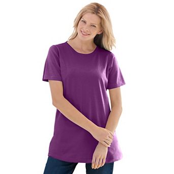 Woman Within Plus Size Perfect Short-Sleeve Crewneck Tee