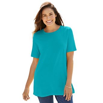 Woman Within Plus Size Perfect Short-Sleeve Crewneck Tee
