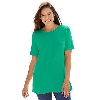 Woman Within Plus Size Perfect Short-Sleeve Crewneck Tee