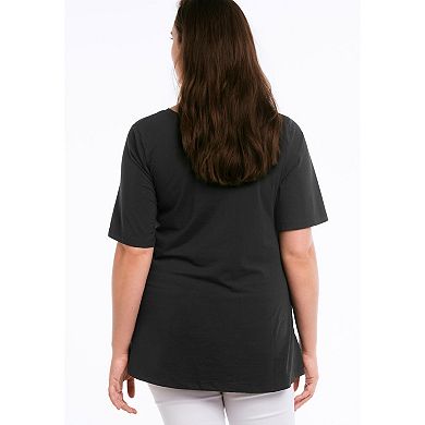 ellos Women's Plus Size V-Neck A-Line Tunic