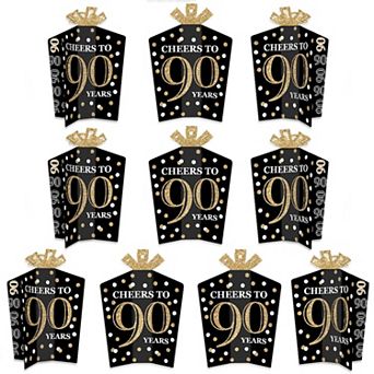 Big Dot Of Happiness Adult 90th Birthday Gold - Decor Party Fold & Flare Centerpieces 10 ct
