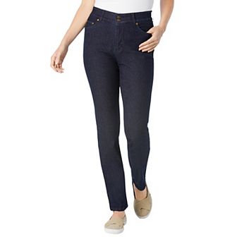 Woman Within Plus Size Secret Solutions; Tummy Smoothing Straight-Leg Stretch Denim Jeans