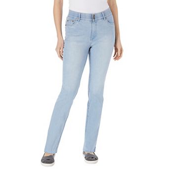Woman Within Plus Size Secret Solutions; Tummy Smoothing Straight-Leg Stretch Denim Jeans