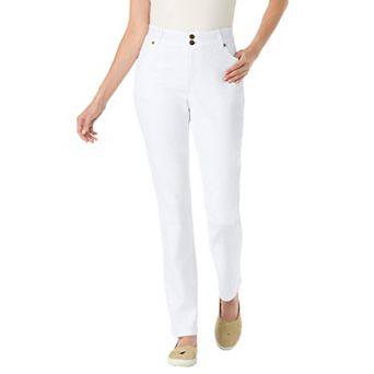 Woman Within Plus Size Stretch Built-In Slimming Panel Straight Leg Jeans
