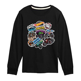 Boys 8-20 Hot Wheels Monster Truck Stickers Long Sleeve Graphic Tee