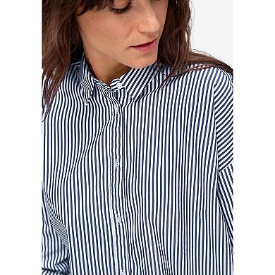 Ellos Women's Plus Size Relaxed Button Front Stretch Tunic Shirt