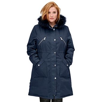 ellos Plus Size Side-Snap Zip-Front Parka