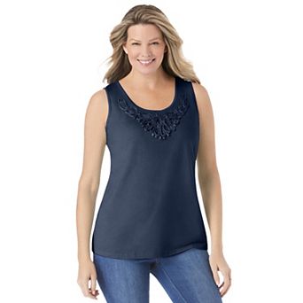 Woman Within Plus Size Beaded Tank Top