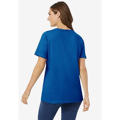 Woman Within Plus Size Perfect Short-Sleeve Scoopneck Tee