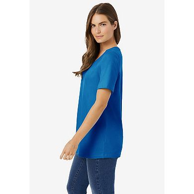 Woman Within Plus Size Perfect Short-Sleeve Scoopneck Tee