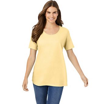 Woman Within Plus Size Perfect Short-Sleeve Scoopneck Tee