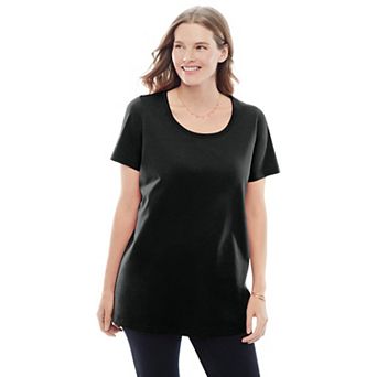 Woman Within Plus Size Perfect Short-Sleeve Scoopneck Tee